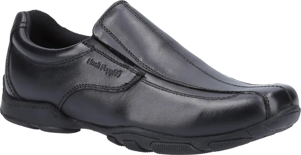 Hush Puppies Elijah FS7699 - Chaussures d'école pour Garçon en Cuir Noir