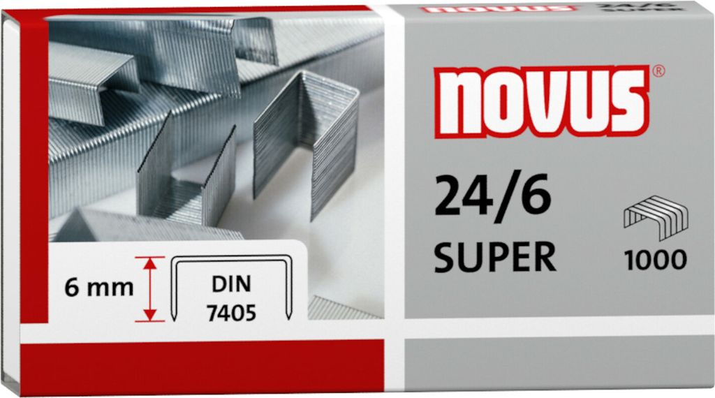 NOVUS Heftklammern 24/6 DIN SUPER 1000er Schenkellänge 6mm Image du produit 