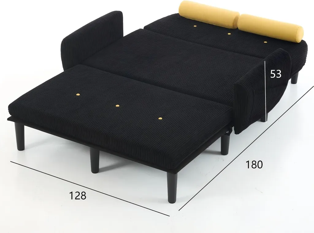 Petit canapé convertible noir gain de place avec rangement pour studio