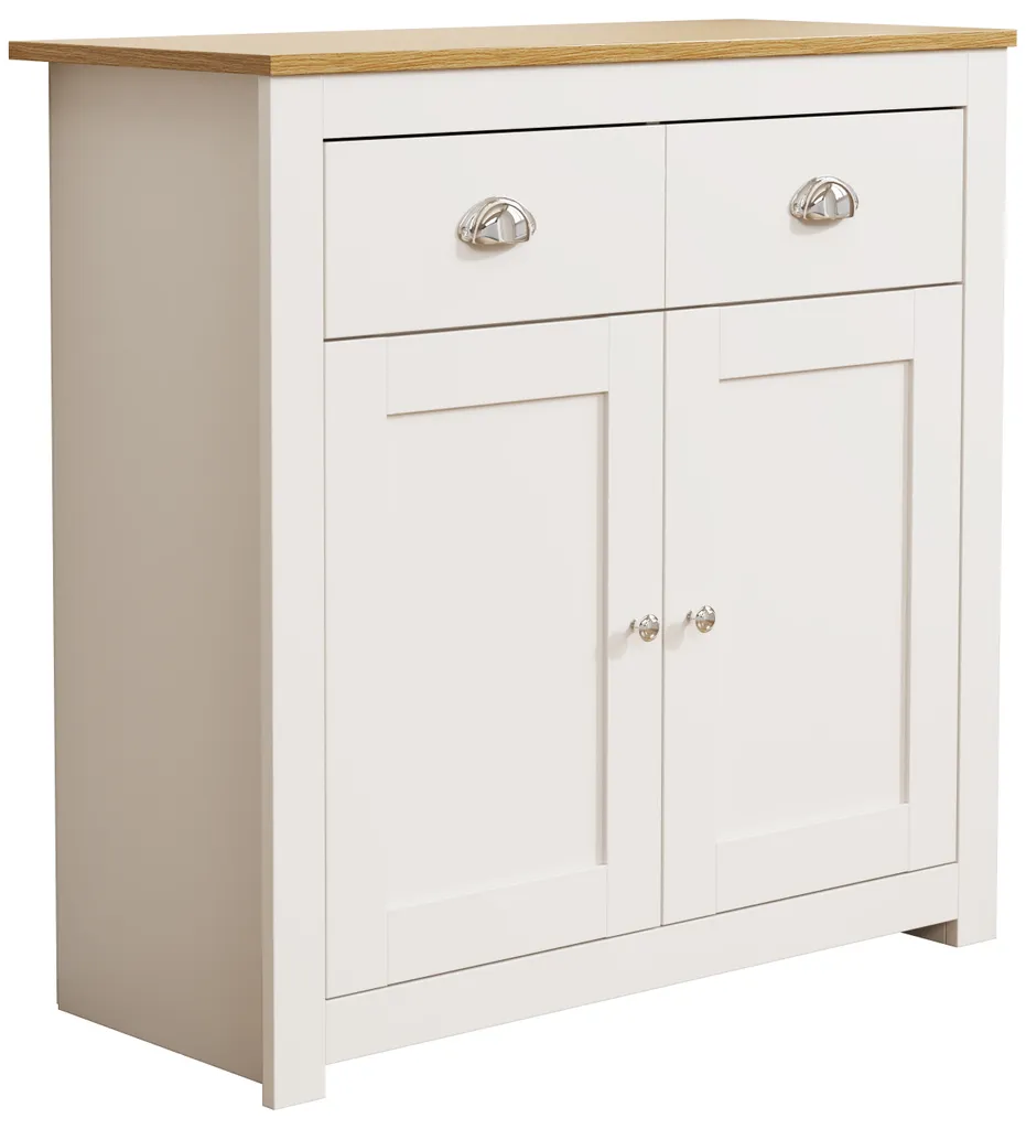 Commode Balusa 2 tiroirs VCM, Buffet de rangement compact 35cm - 4
