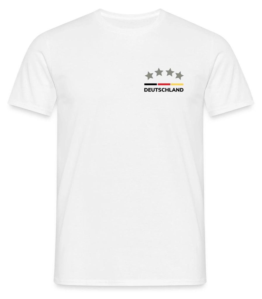 Spreadshirt Deutschland Vier Sterne Weltmeister Schwarz Rot Gold Männer T-Shirt, 4XL, Weiß