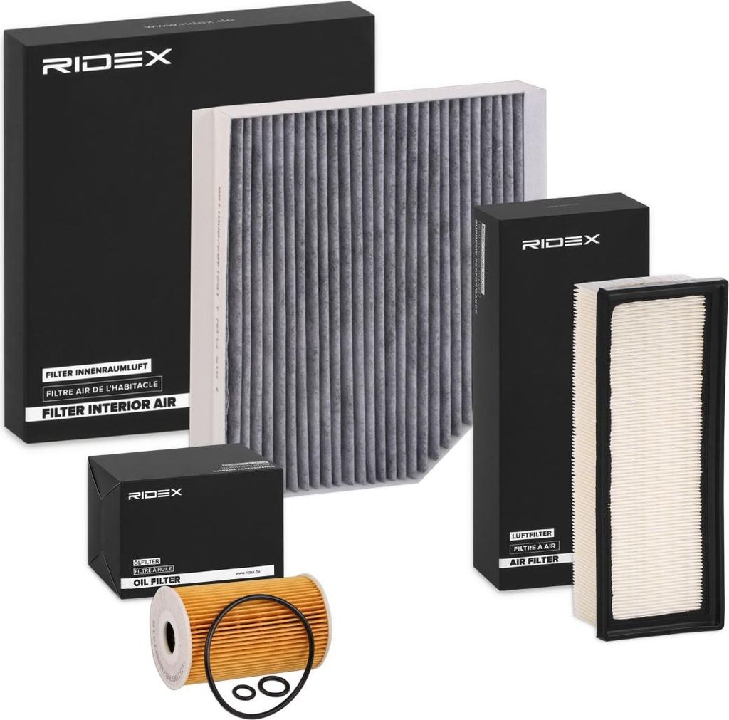RIDEX Filterset Inspektionspaket Filtersatz für VW Golf VII Schrägheck (5G1, BQ1, BE1, BE2) GOLF VI (5K1) TOURAN (1T1, 1T2) Kaefer Typ 1 für AUD...