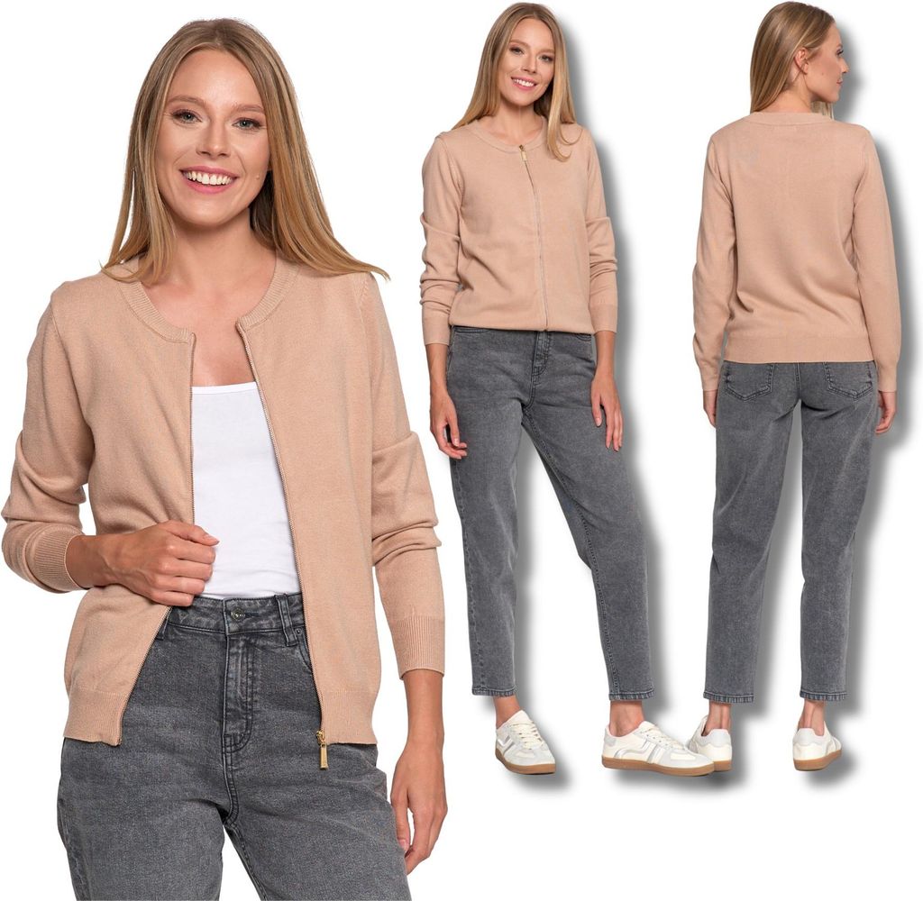 Damen-Bomber-Pullover Ungeknöpft Leichter Pullover Smooth Moraj S/M