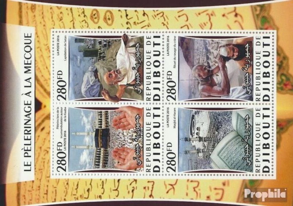 Briefmarken Dschibuti 2016 Mi 1109-1112 Kleinbogen (kompl. Ausg.) postfrisch Pilgerreise nach Mekka