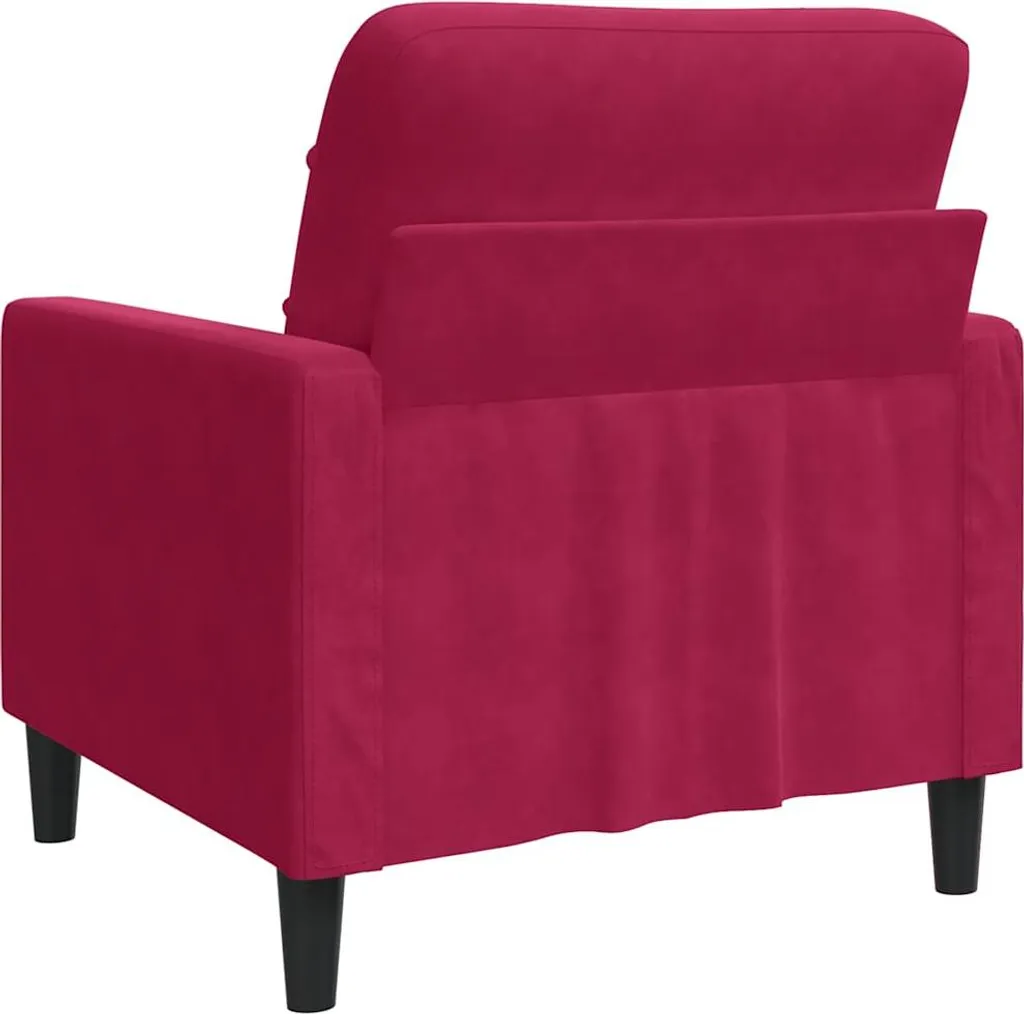 Fauteuil 60 cm en Velours Rouge Vin - Finition Douce et Design Moderne - 6