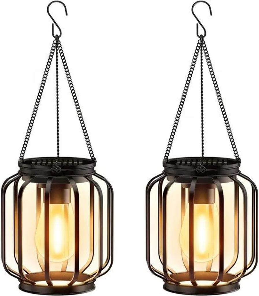 Lampes d'extérieur à énergie solaire en métal noir IP65 par 2