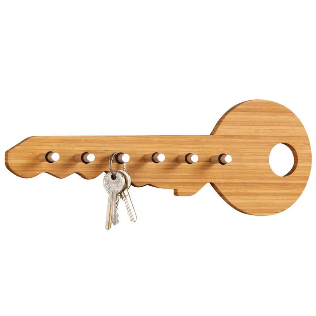 Porte-clés ZELLER 6 crochets compact gain de place en métal argenté