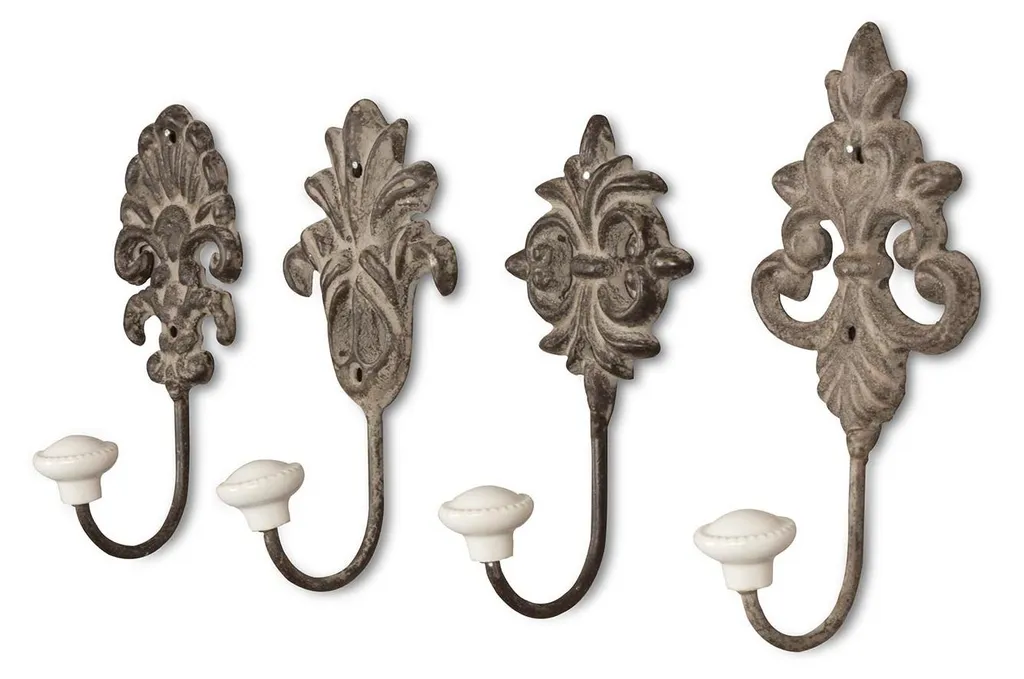 Crochet pour armoire et vestiaire en métal solide lot de 4 style antique