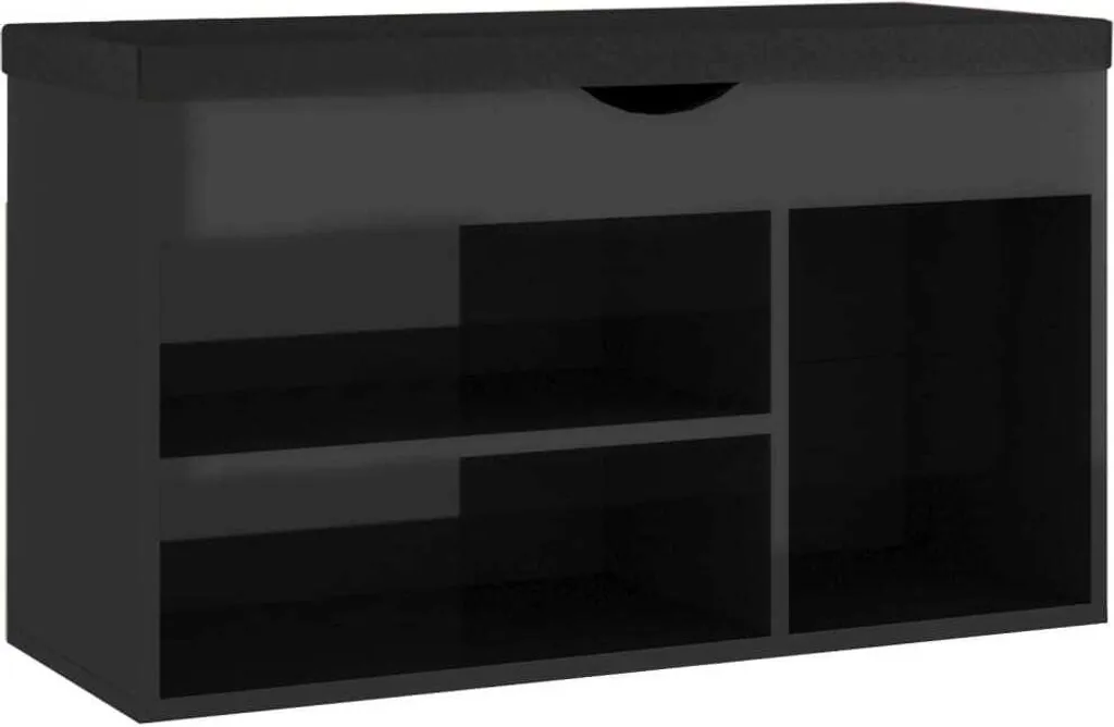 Banc à chaussures gain de place vidaXL noir brillant pour entrée
