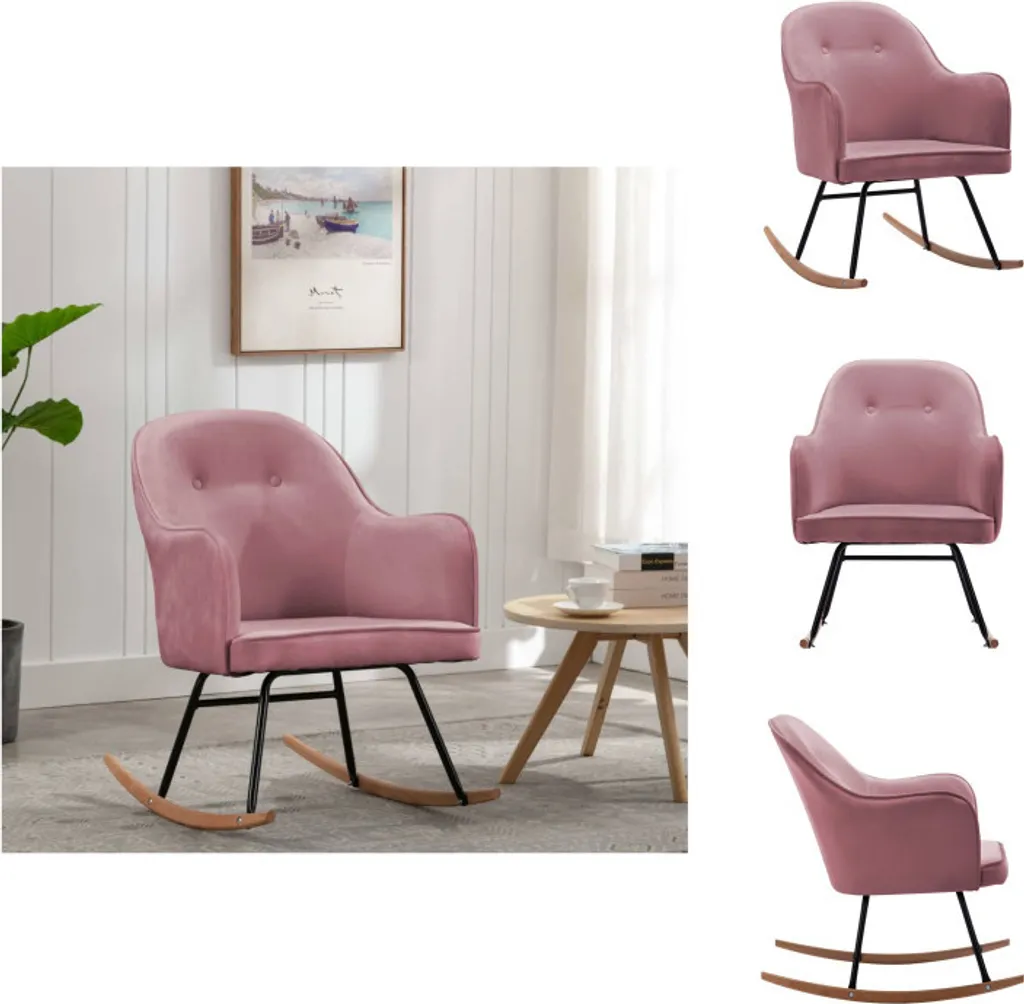 vidaXL Sedia a dondolo in velluto rosa - Sedie a dondolo