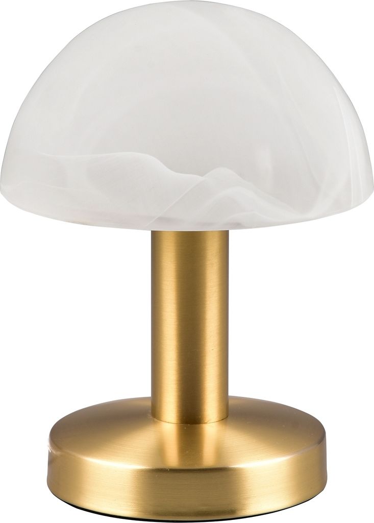 Tischlampe - Weiß - Messingfarben - Glas - Metall - H 21 cm - Touchfunktion