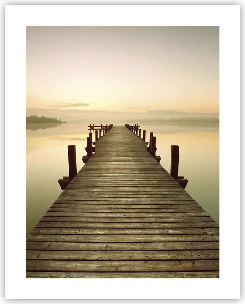 Poster - Poster ohne Rahmen - Brücke See - 40x50 cm - Wand Bild - Wanddeko - Wandbilder - Kunstposter - Wandposter - Bilder - Kunstdruck - Wanddek...