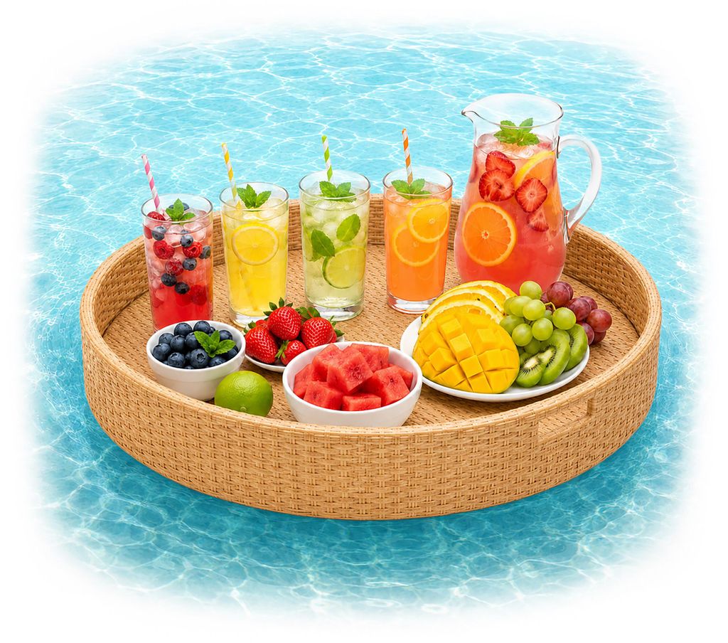 Relaxdays Schwimmendes Tablett, 2 in 1 Pooltablett für Produktbild 