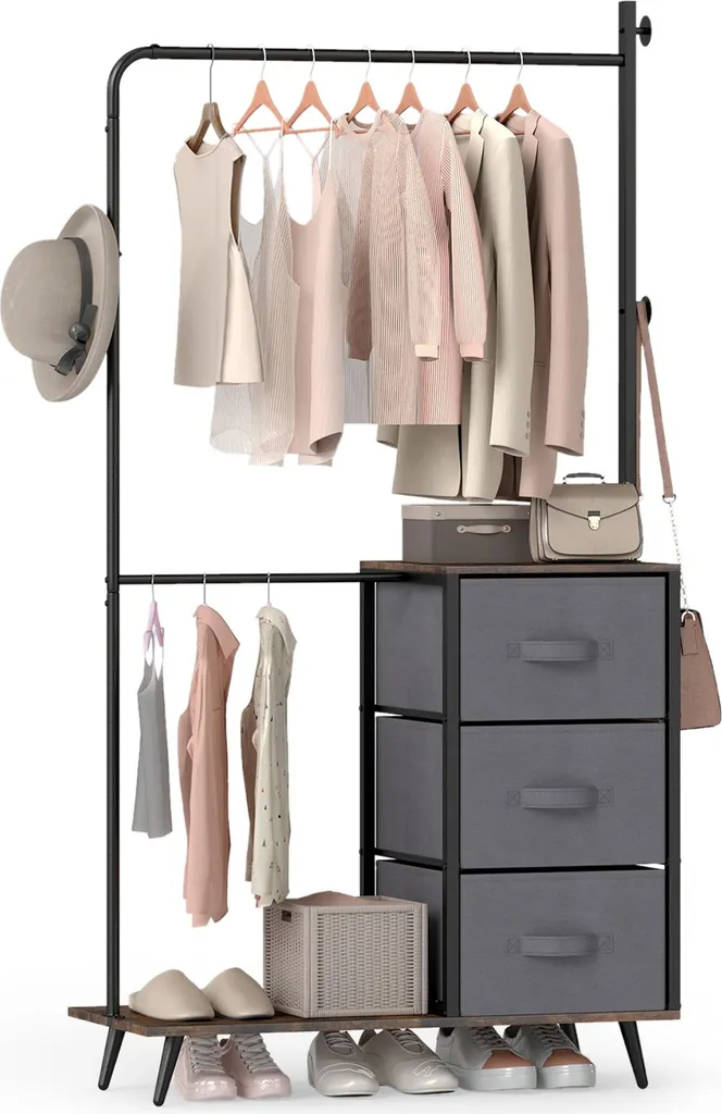 Meuble d'Entrée Vestiaire avec Penderie et Rangement Chaussures Intégré