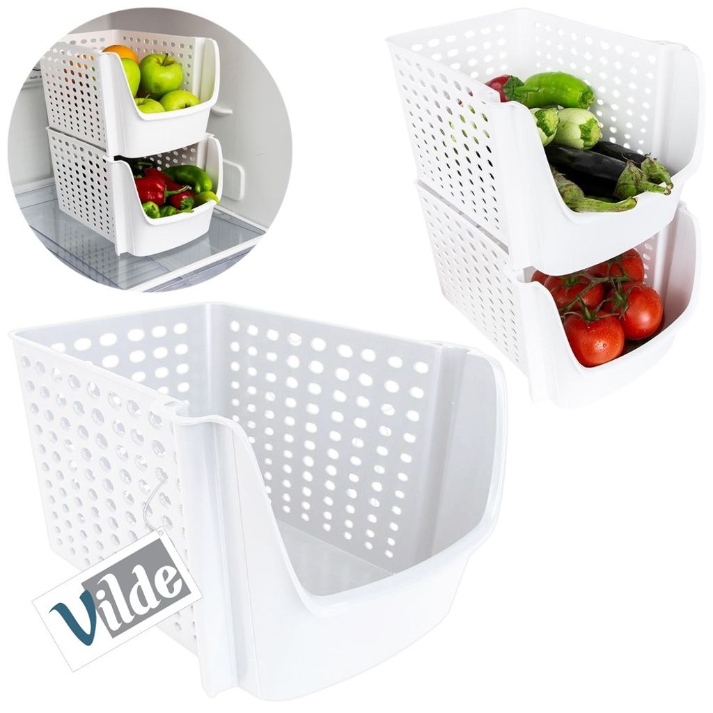 Vilde Aufbewahrungsbehälter Aufbewahrungsbox Kühlschrankbox für Obst Gemüse weiß 29x21x16 cm