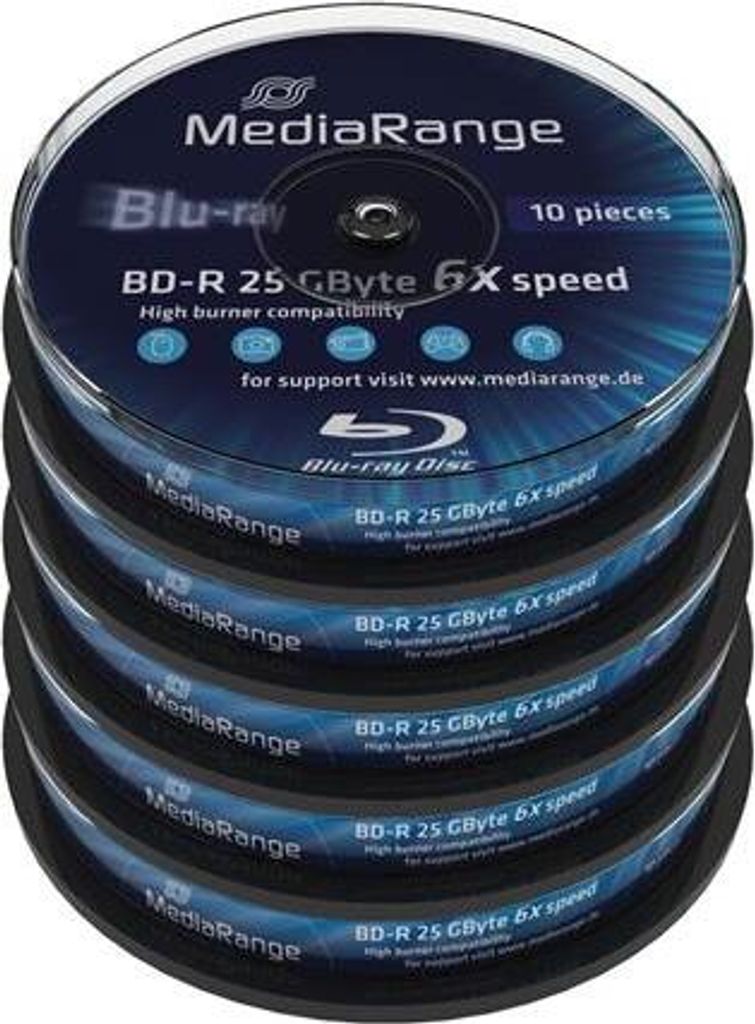 MediaRange MR499, BD-R, 25 GB, 6x, Tortenschachtel, 10 Produktbild 