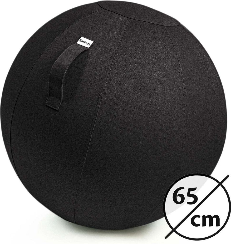 Backerz Bckz Sitzball Leinen 65 CM - Sitzball mit Bezug - Balance Hocker - Luxus Yoga Ball - Ergonomischer Bürostuhl Ball - Schwarz