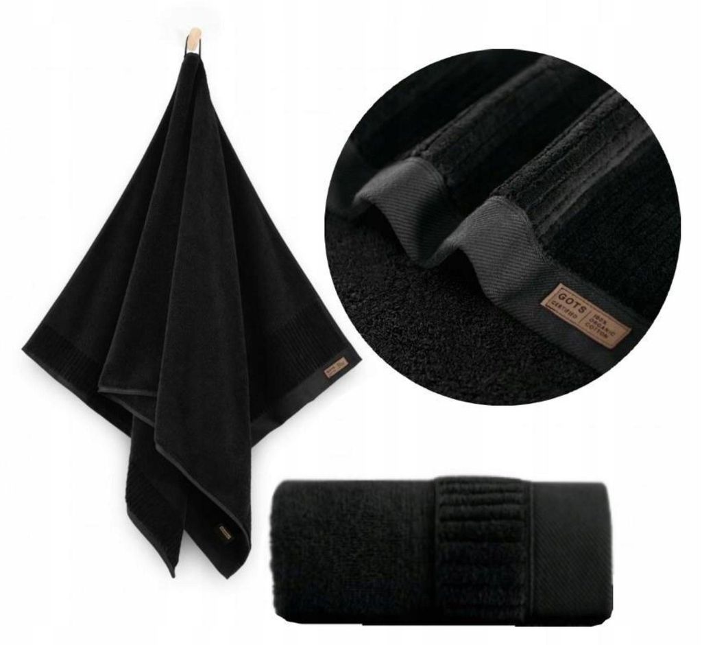 Handtuch - 100% Baumwolle - 600 g/m2 - 70x140 cm - Extra Saugfähig - Schwarz - hohe Grammatur - PORTO
