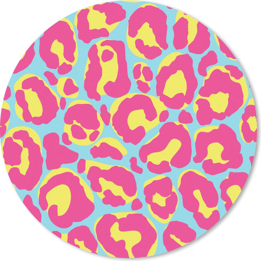 MuchoWow Mauspad Mousepad Pantherdruck - Rosa - Gelb - Muster 40x40 cm - Mousepads - Maus Mat - Pad - Mausunterlage - Schreibtisch Accessoires