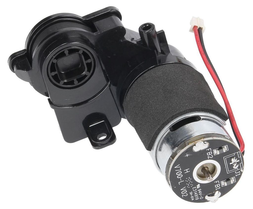 A close-up studio shot of a vacuum cleaner motor assembly.