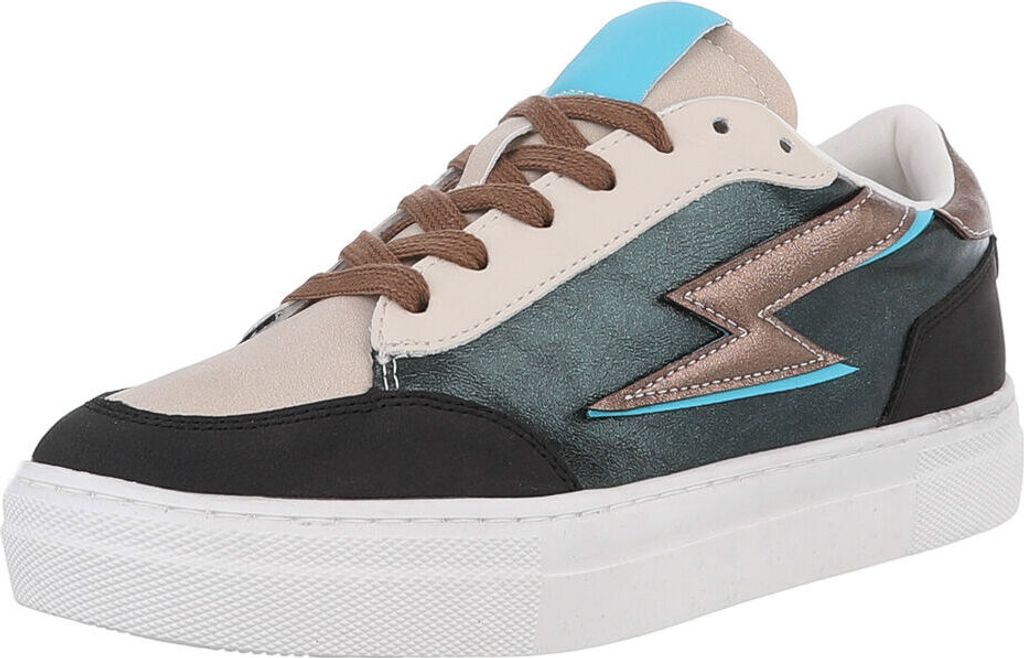 Ital-Design Damen Freizeitschuhe Wildlederoptik, Lederoptik Sneakers Low 88930645 Grün Gr. 37