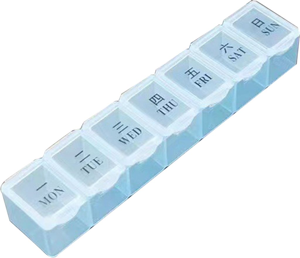 Tragbare Pillendose mit Tagesdruck, 7 unabhängige Gitter, staubdicht, feuchtigkeitsbeständig, transparenter Deckel, für Outdoor-Reisen, Geschäf...