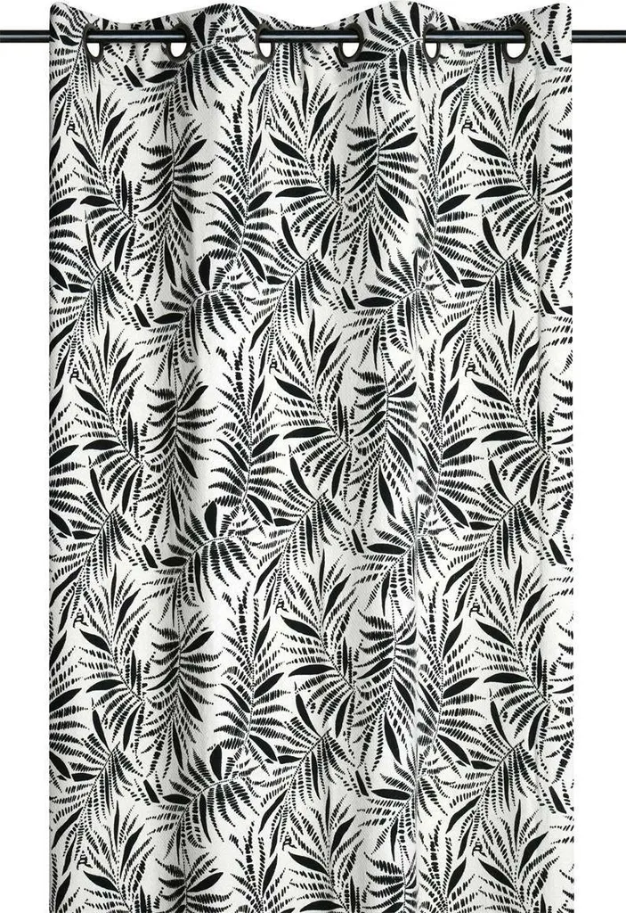 Rideau de décoration ZIANA 140x260 feuilles noires pour votre salon
