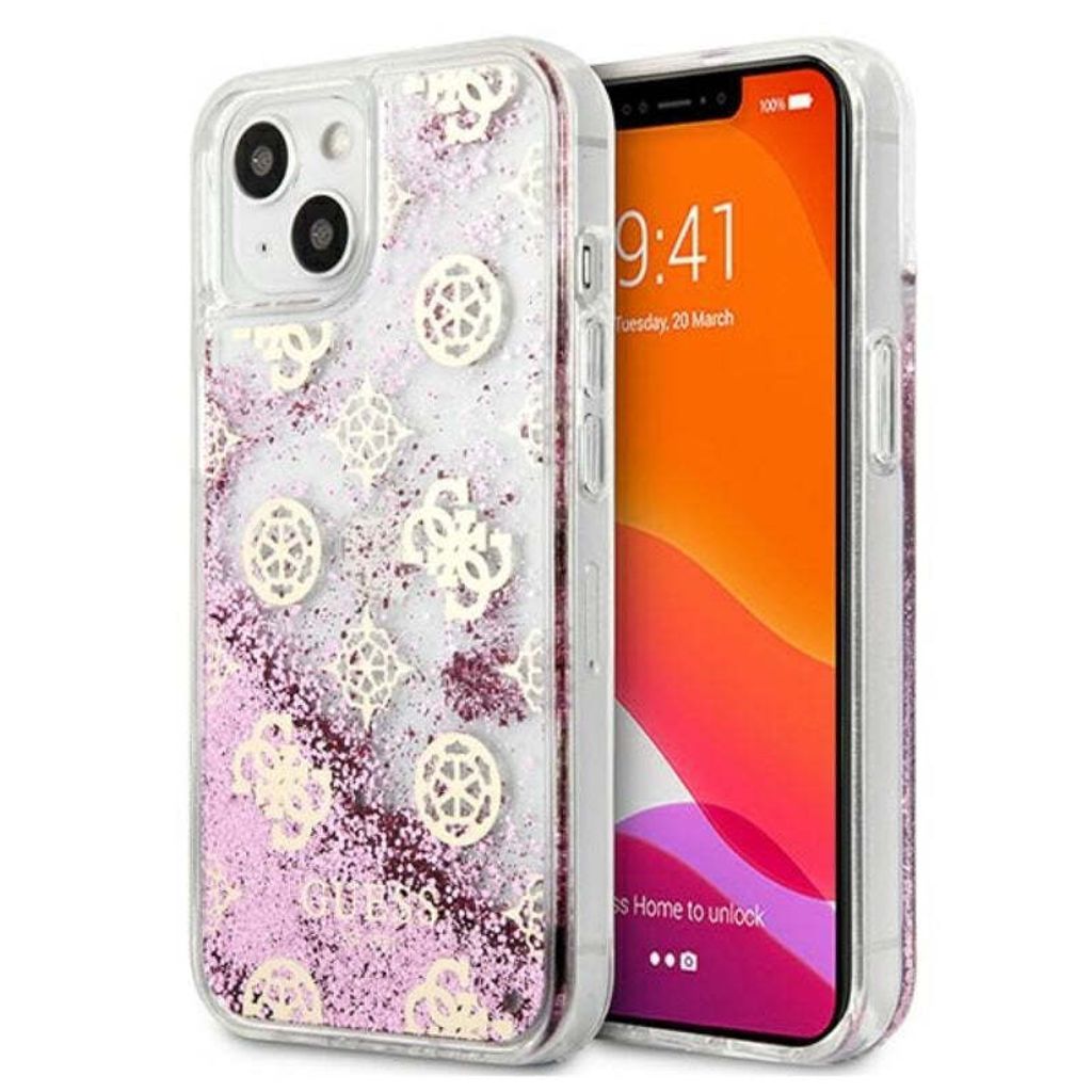 Guess Guhcp13Slgpepi Iphone 13 Mini 5.4 Rosa/Rosa Hartschalenetui Pfingstrose flüssiger Glitter
