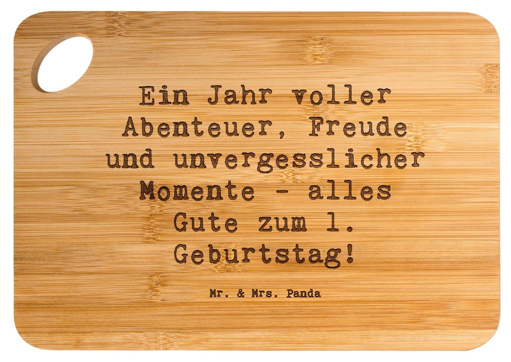Mr. & Mrs. Panda holzschneidebrett Spruch 1. Geburtstag Abenteuer - Transparent - Geschenk, wunderbares, Happy Birthday, Frühstücksbrettchen, Kle...