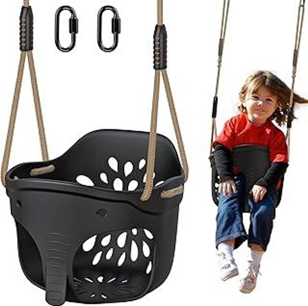 Dolibest Schaukel Kinder, Indoor Outdoor Babyschaukel Weichen Plastik Schaukelsitz Spielplatz Gartenschaukel Eimer Schaukel mit 130-200cm Verstellb...