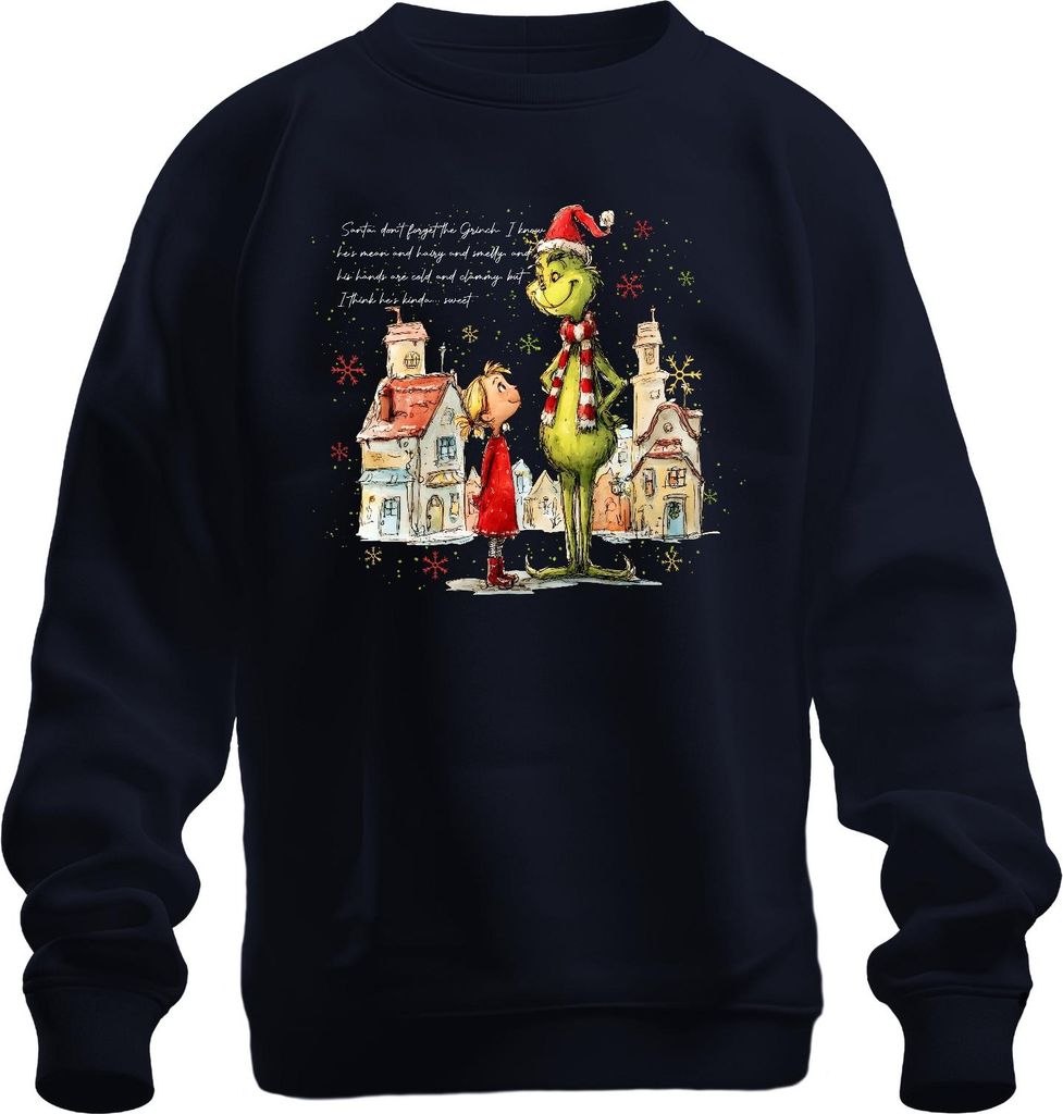 Santa Don't Forget The Grinch Cindy Lou Who Weihnachten grün Uni Sweatshirt Pullover, Navy, M