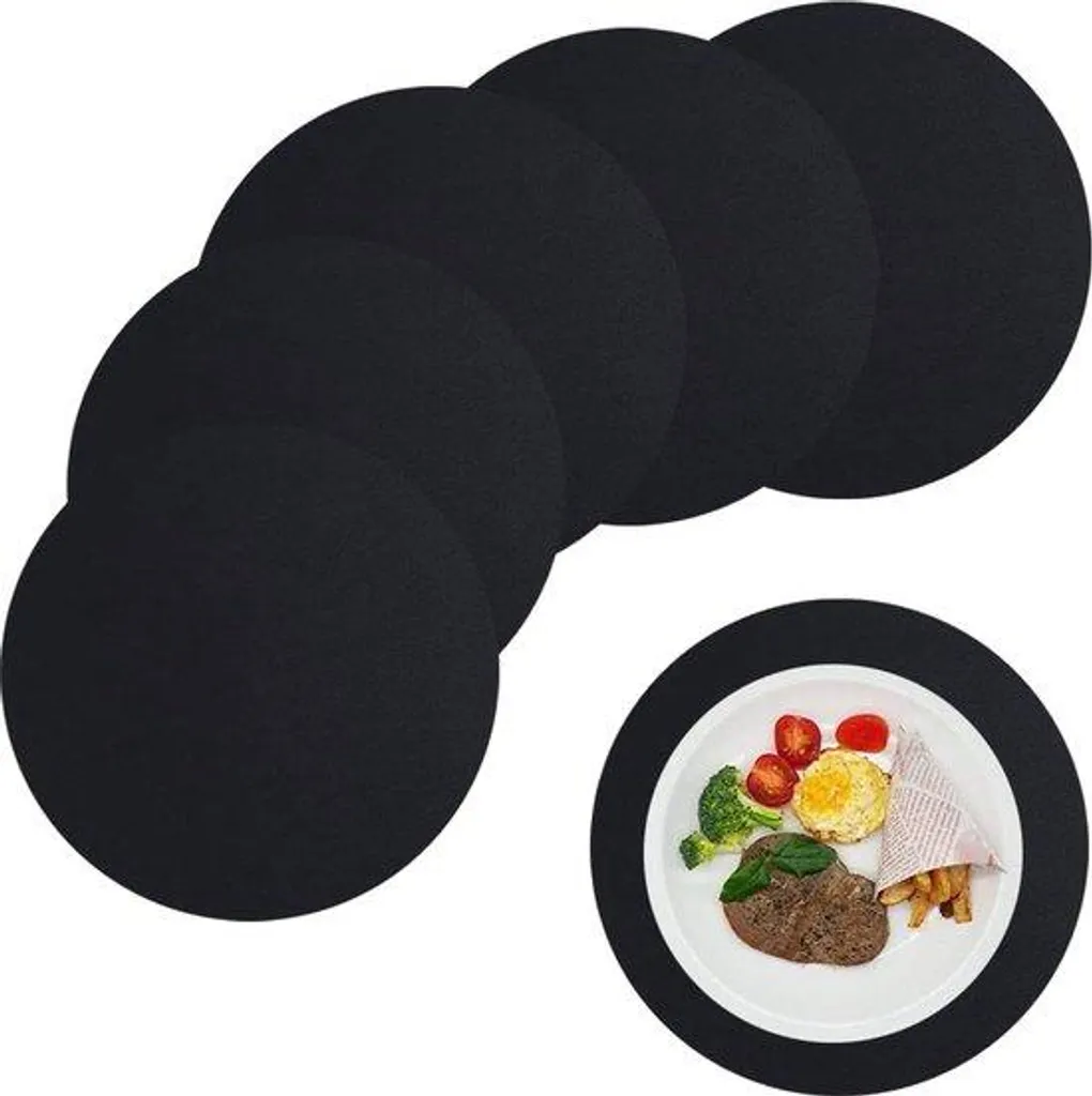 Set de 6 Sets de Table en Cuir Noir 33cm - Protection Double Face Chic