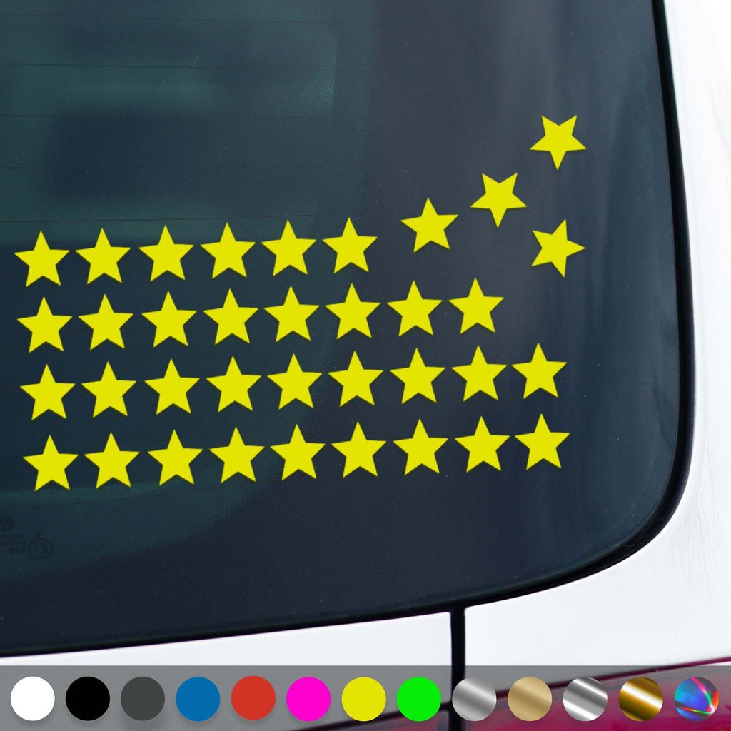 PantherPixel Sterne Set Aufkleber Mehrteilige Sterneaufkleber Sticker Auto Geschenkidee Farbe Neon-Gelb