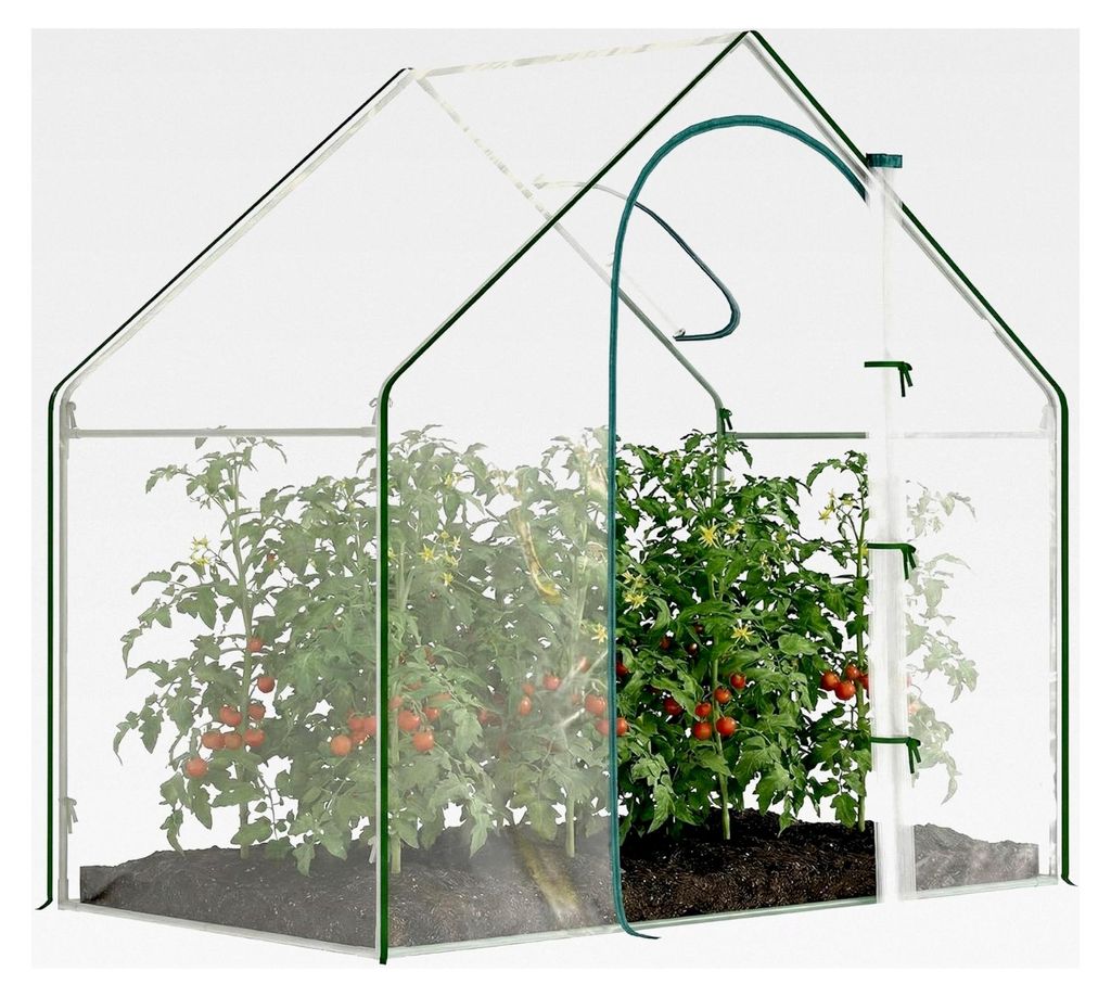 Gewächshaus mit Fenster, Rolltür, winterfestes Foliengewächshaus aus Stahl, Treibhaus für Balkon und Garten, 180 x 100 x 168 cm