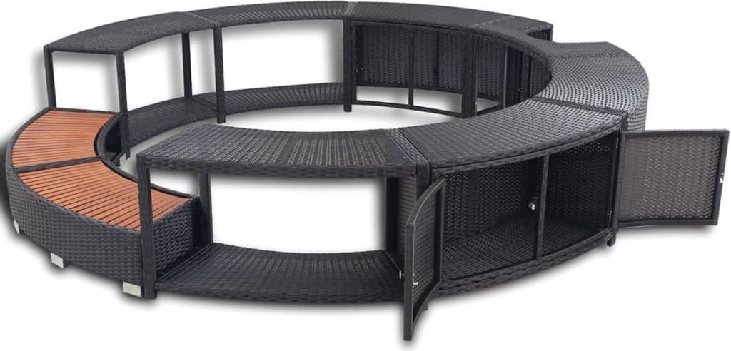 vidaXL Whirlpool-Umrandung Schwarz Poly-Rattan Produktbild 3