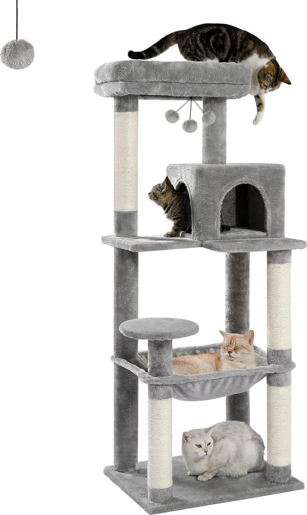Purpurra Katzenbaum für große Katzen mit Metall Plüsch Produktbild 