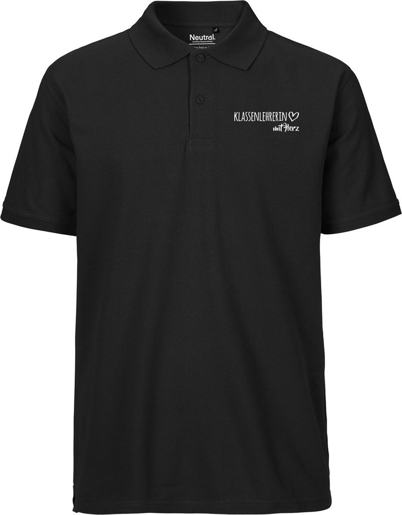 Huuraa Herren Polo Shirt Klassenlehrerin mit Herz XL Black Bio Baumwolle Fairtrade Poloshirt Geschenkidee