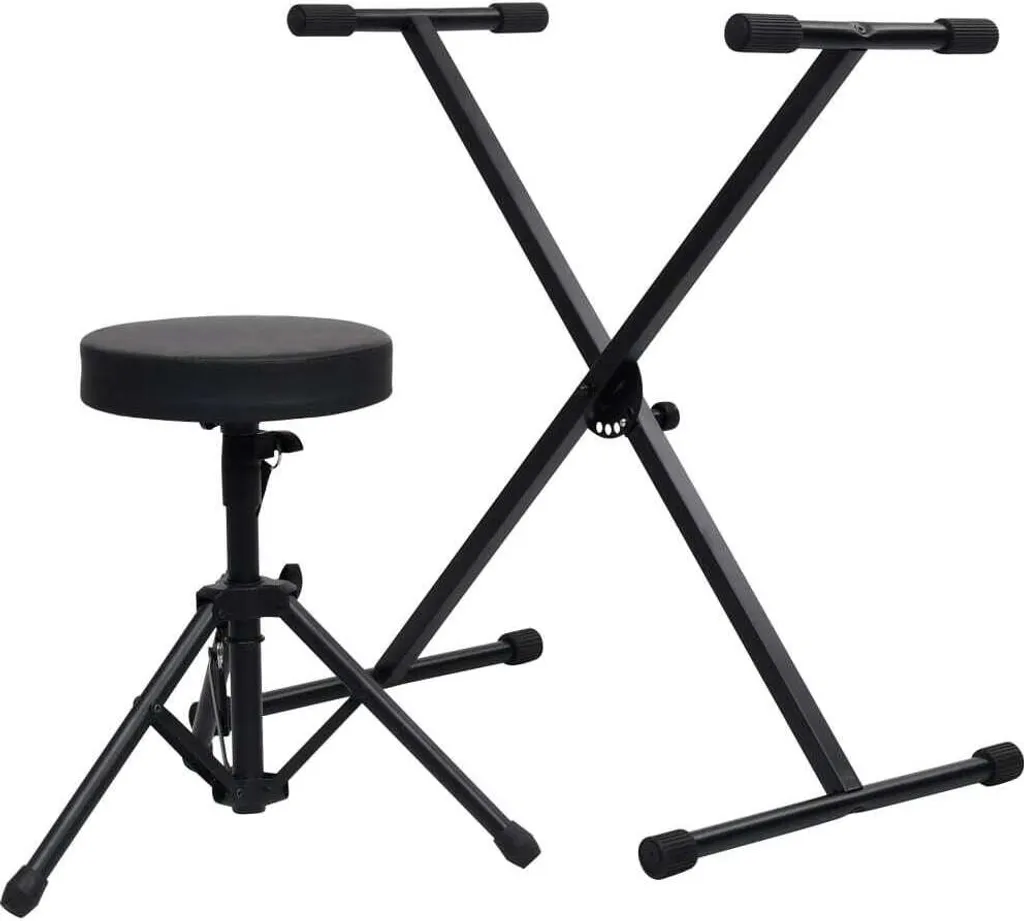 Set support et tabouret de clavier Noir stable - Fini le mal de dos