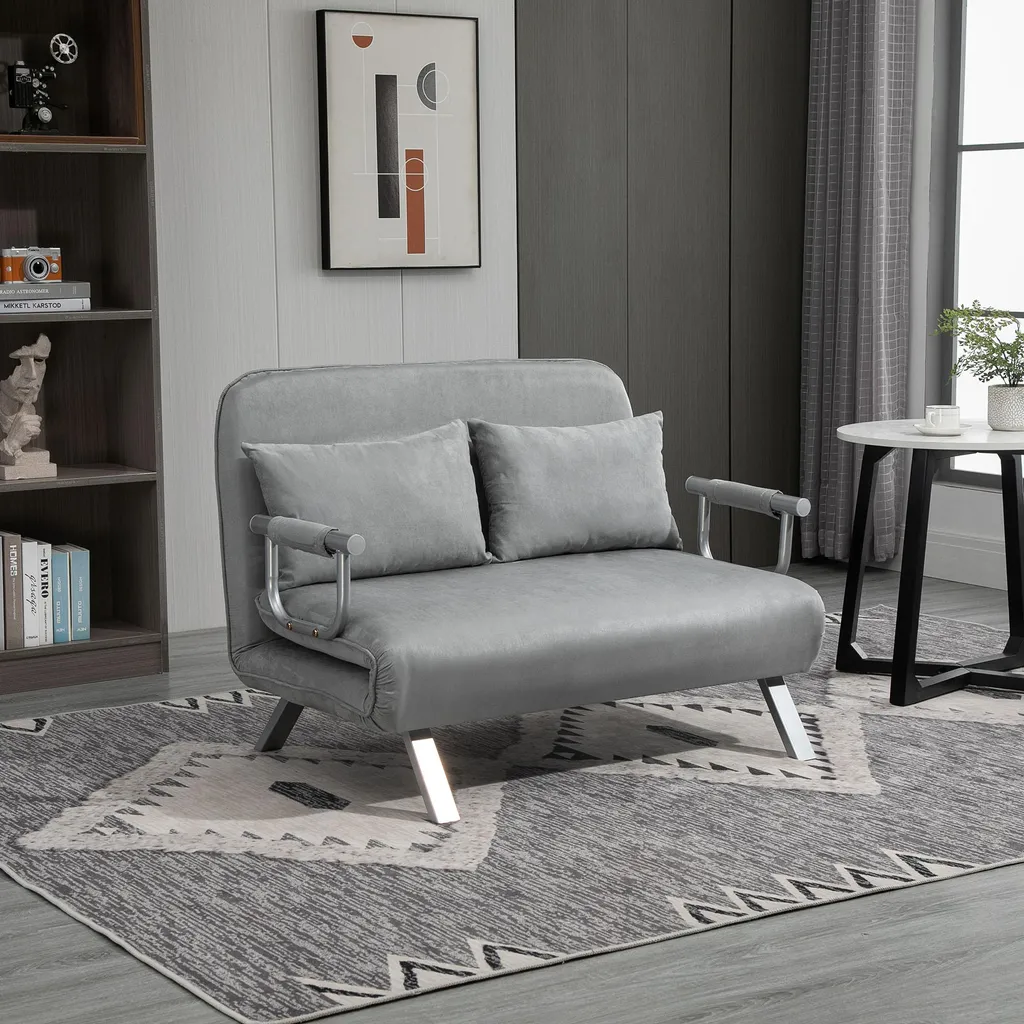 Fauteuil convertible 2 places avec dossier réglable gris clair - 3