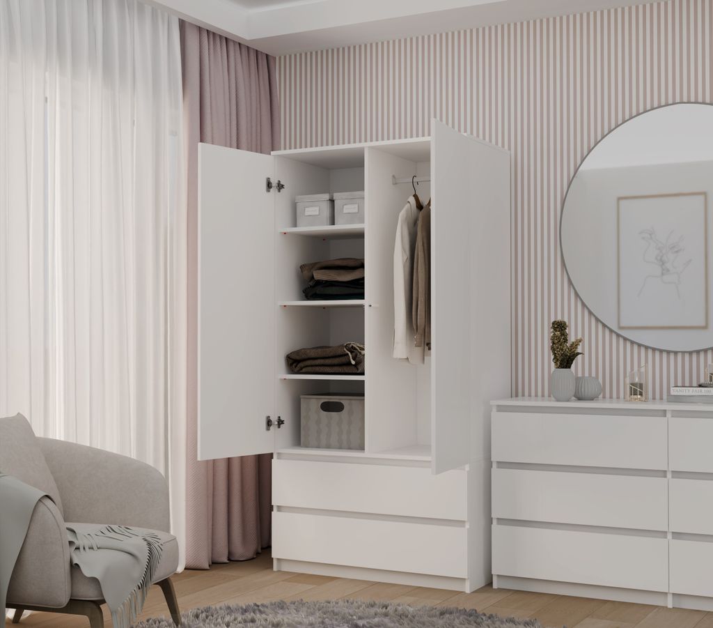 CDF Moderner Schrank Malwa SS-90 | Farbe: weiß | Ideal für Produktbild 3
