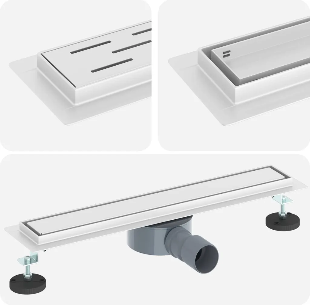 Canaletta Doccia 50 cm vidaXL Acciaio Inox 304 Sifone Rotante Argento