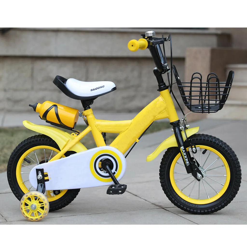 Petit vélo de ville 12 pouces jaune pour garçon de 2 à 4 ans robuste