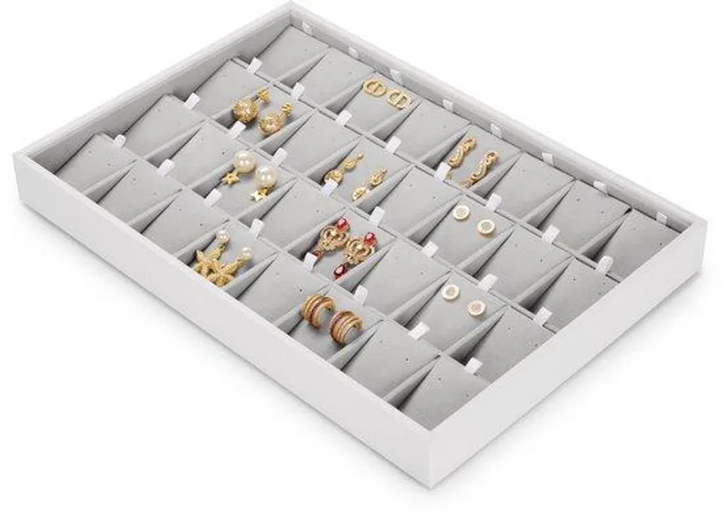 Rangement bijoux pour tiroir en velours - Idéal boucles d'oreilles