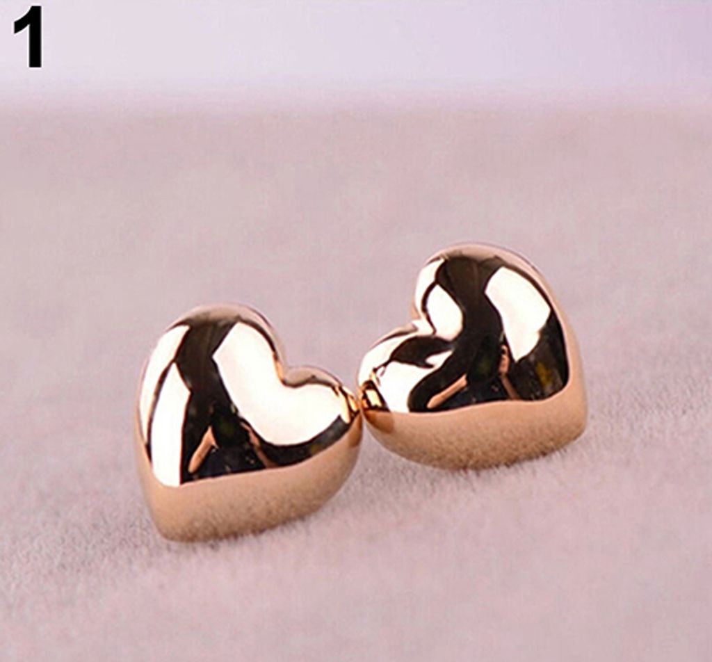1 Paar modische Damen-Ohrstecker mit niedlichem kleinem Herz-Anhänger, Schmuck, Weihnachtsgeschenk-Gold