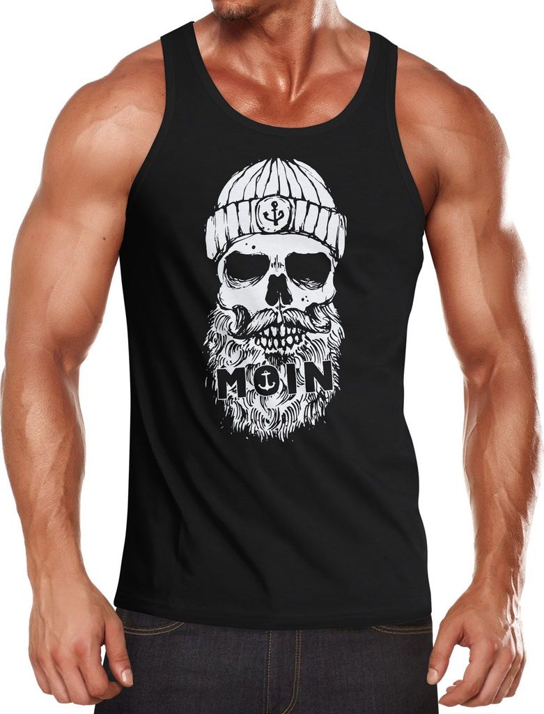 Herren Tank-Top Moin Totenkopf Anker Skull Muskelshirt Muscle Shirt Neverless schwarz XXL