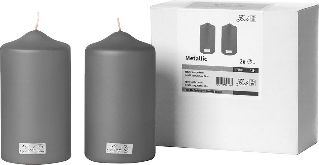 Fink Kerzen-Set CANDLE DH 8x15 cm grau