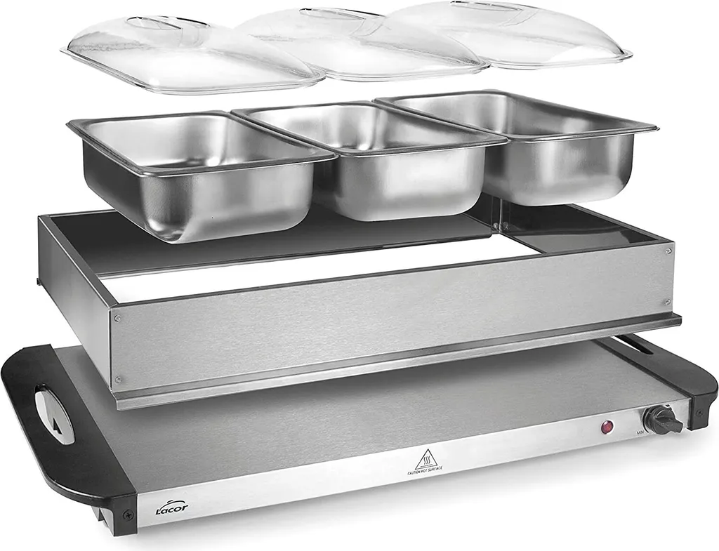 Chauffe-vaisselle Lacor inox durable avec contrôle de température LED