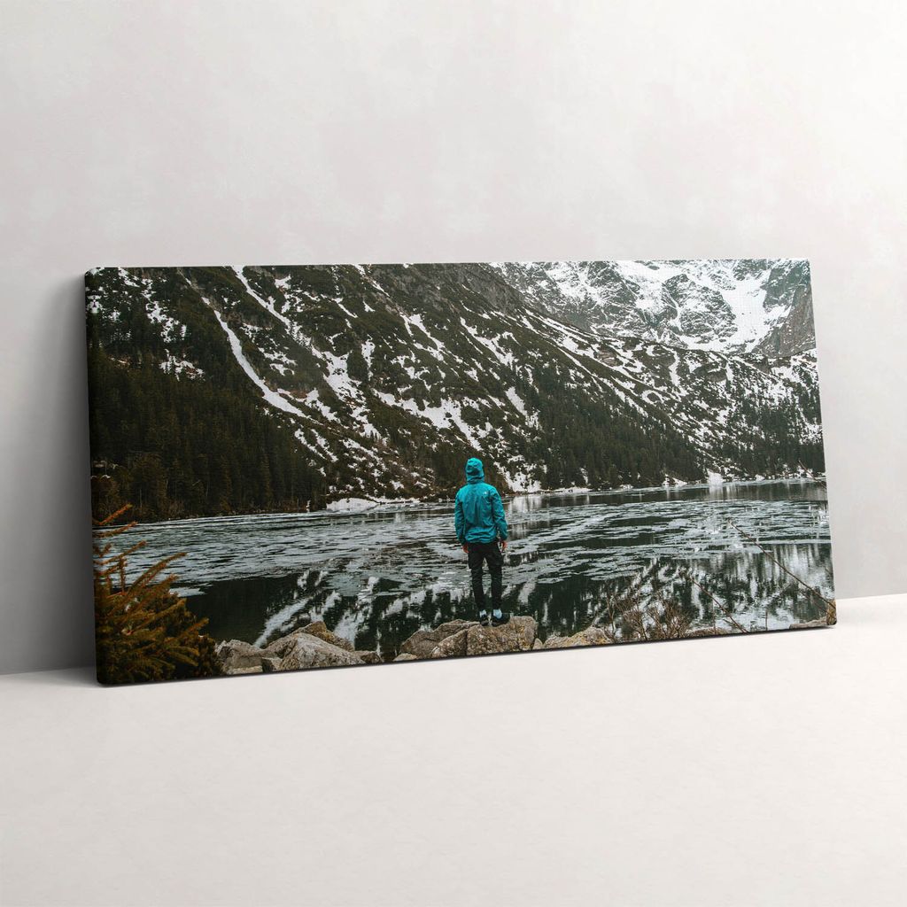 Morskie Oko See im Winter – Leinwandbild Wandbild – 140x70 cm – Leinwandbilder – Wandbilder – Schlafzimmer – Flur