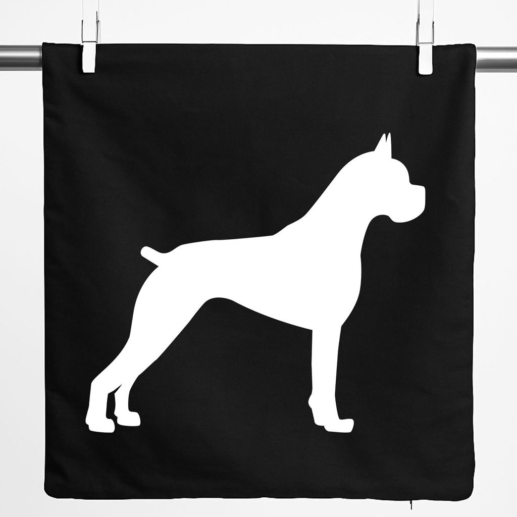 Huuraa Kissenbezug Deutscher Boxer Silhouette 40x40cm Black Baumwolle Dekokissenbezug Geschenkidee