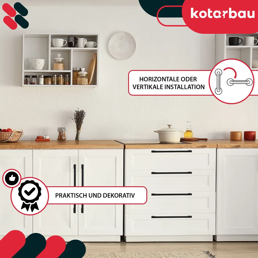 KOTARBAU® Set di 6 maniglie per mobili nero 358 mm maniglie per mobili ZnAl maniglie per mobili maniglie per armadi da cucina maniglie per cassetti maniglie per mobili maniglie per armadi da cucina maniglie per ante di mobili maniglia per barre di mobili - 4